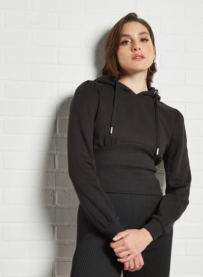 Buy Puff Sleeve Hoodie Black in Saudi Arabia