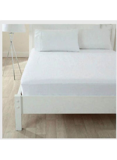 Buy Cotton Fitted Sheet Set Cotton White 200x200x28cm in Egypt