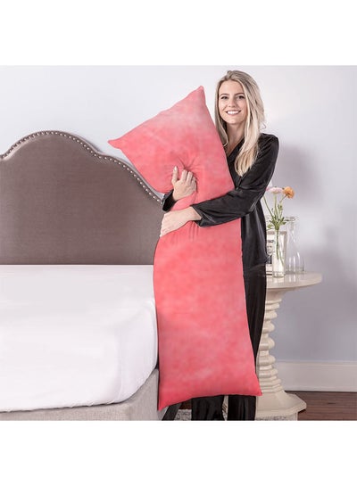 Buy Side Sleeping Long Pillow With Soft Removable Cover Velvet Pink 140X50cm in UAE