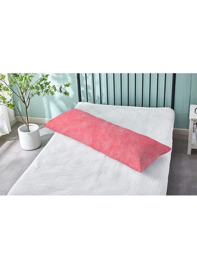 Buy Super Long Body Pillow With Soft Removable Cover Velvet Pink 140X50cm in UAE