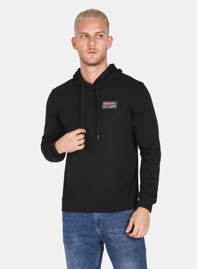 Buy Hooded Neck Printed Hoodie Black in UAE