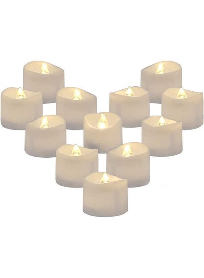 Buy 12-Piece Flameless Realistic And Bright Wax Electric LED Candle Set Warm White 1.25inch in UAE