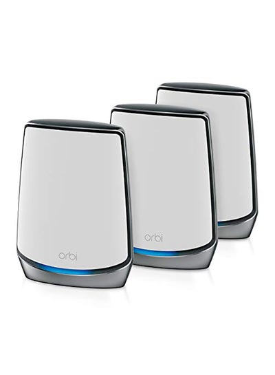 اشتري Orbi Whole Home Tri-band Mesh Wi-Fi 6 System (RBK853) - Router with 2 Satellite Extenders, AX6000 أبيض في الامارات