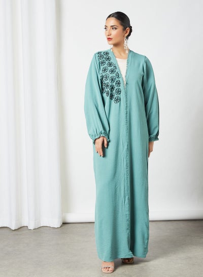 Buy Embroidered Stylish Abaya Blue in Saudi Arabia