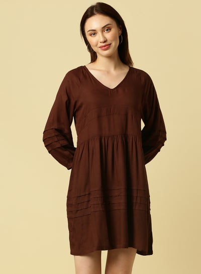 Buy Casual Mini Dress Brown in Saudi Arabia