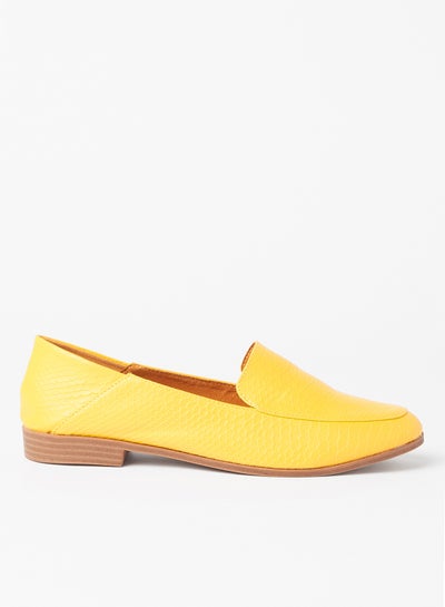 Buy Textured Stylish Loafers Mustard in Saudi Arabia