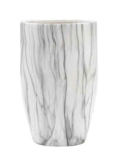 Buy Natural Marble Design Ceramic Vase Unique Luxury Quality Material For The Perfect Stylish Home N13-026 White in Saudi Arabia