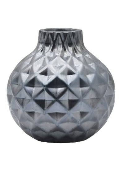 Buy Textured Geometric Pattern Ceramic Vase Unique Luxury Quality Material For The Perfect Stylish Home N13-028 Grey in UAE