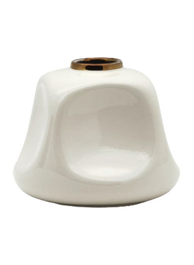 Buy Glossy Glaze With Curved Shape Ceramic Vase Unique Quality Material For The Perfect Stylish Home N13-041 Cream in Saudi Arabia