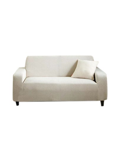 Buy Double Seater Stretch Sofa Cover White 145x185cm in Saudi Arabia