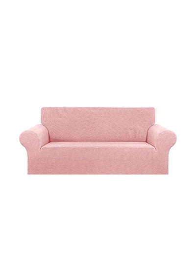 Buy Three Seater Stretch Sofa Cover Pink 190x230cm in UAE