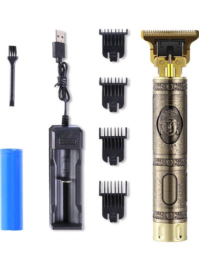 Buy T9 USB Hair Trimmer Baldheaded Cutter Beard Shaving Carving Tool Cutting Machine Golden/Black 17 x 5 x 8cm in UAE