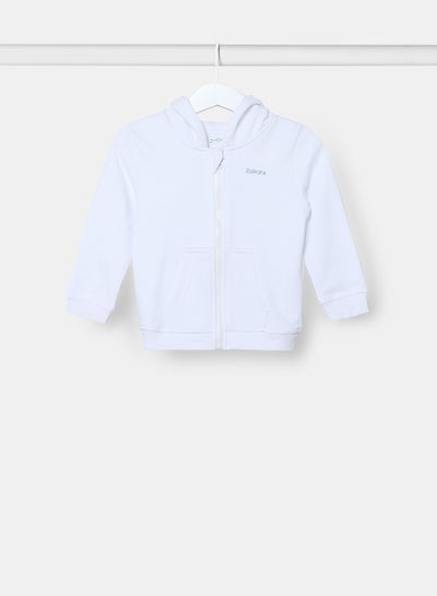 Buy Boys Hooded Neck Sleeve Zip-Through Cloud White in UAE