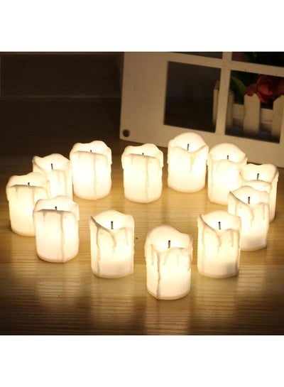 Buy 12-Piece LED Battery Operated Pillar Candle Set Warm White 3.5 X 5cm in Egypt