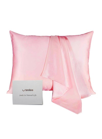 Buy 100% Pure Mulberry Queen Pillowcase Silk Pink 76 x 51cm in UAE