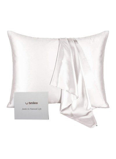 Buy 100% Pure Mulberry Queen Pillowcase Silk Pure White 76x51cm in UAE