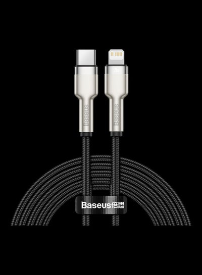 Buy 20W Cafule Series Type-C To Lightning Metal Data Cable 2M Black/Silver in UAE