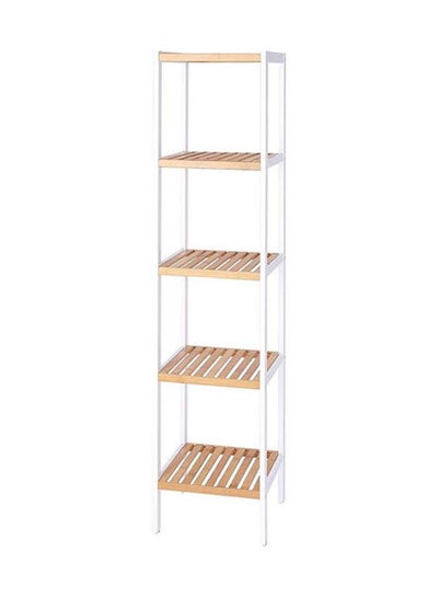 Buy 5-Tier Bamboo Shelf Utility Storage Rack Beige/White 37x37x140cm in Saudi Arabia