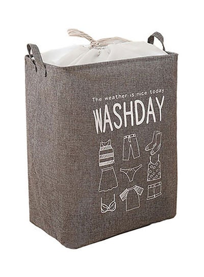 Buy Foldable Clothes Storage Basket Grey 42x32x55cm in UAE