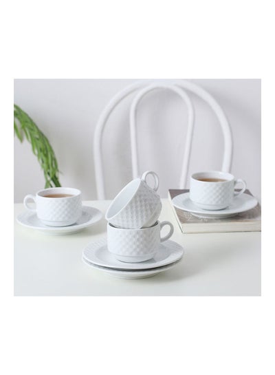 Buy 6-Piece Cup And Saucers Set White 10x5.5x7.9cm in Saudi Arabia