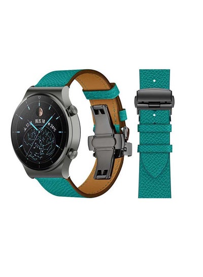 Buy Genuine Leather Replacement Band 22mm For Huawei Watch GT2 Pro Green in Saudi Arabia