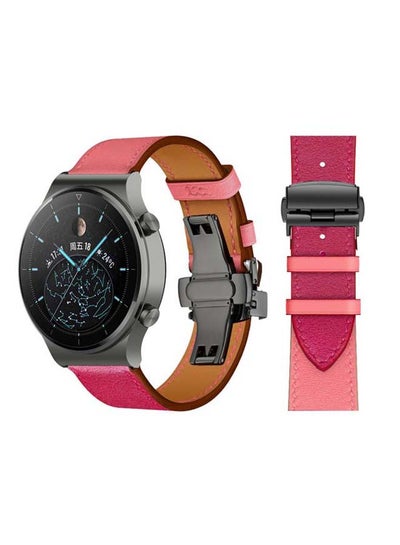 Buy Genuine Leather Replacement Band 22mm For Huawei Watch GT2 Pro Pink in Saudi Arabia