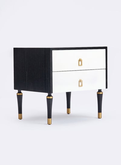 Buy Bedside Table Luxurious - Wood Nightstand Comdina - Bedroom Furniture Black/White 600 x 500 x 600mm in UAE