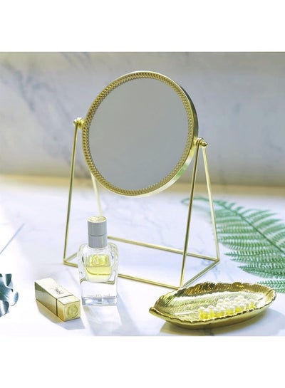 Buy Rotation Cosmetic Vanity Mirror Gold 25cm in Saudi Arabia