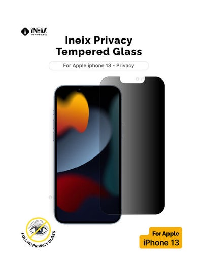 Buy Privacy Tempered Glass Screen Protector for Apple iPhone 13 Black in Saudi Arabia