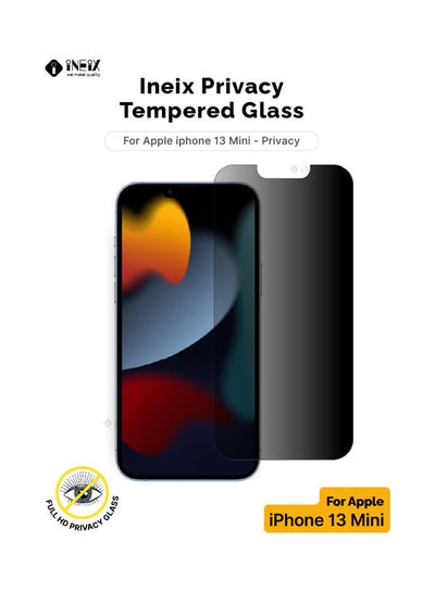 Buy Privacy Tempered Glass Screen Protector for Apple iPhone 13 Mini Black in Saudi Arabia