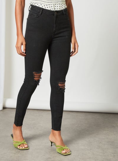 Buy Ripped Skinny Jeans Black in UAE