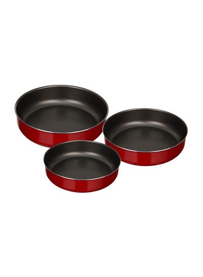 Buy 3 Pieces Round Tray Set Red 30cm in Saudi Arabia