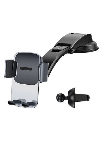 Buy 2-in-1 Easy Control Clamp Car Phone Holder Dashboard/Air Vent 360 Degrees Rotatable Car Phone Stand Car Mobile Stand Compatible with iPhone 13 Pro/Pro Max/Mini, Galaxy, Huawei and all 4.7-6.7'' Phone Black in Egypt