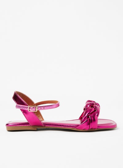 Buy Casual Plain Flat Sandals Pink in Saudi Arabia