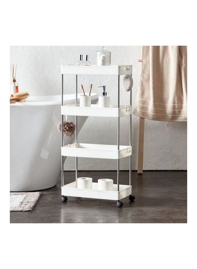 Buy 4-Tier Storage Shelves White 86x22x40cm in Saudi Arabia