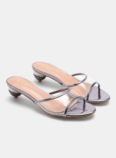 اشتري Cone Heeled Sandals Grey في الامارات