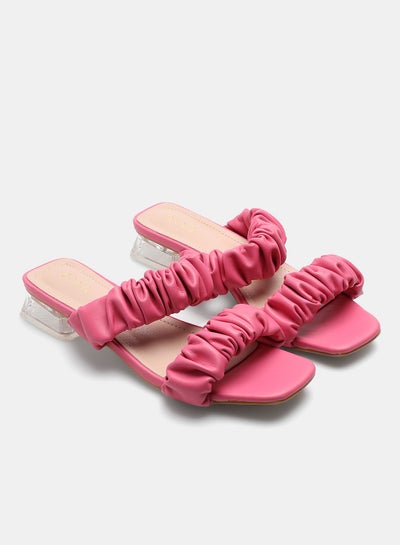 Buy Slip-On Mid Heeled Sandals Pink in UAE