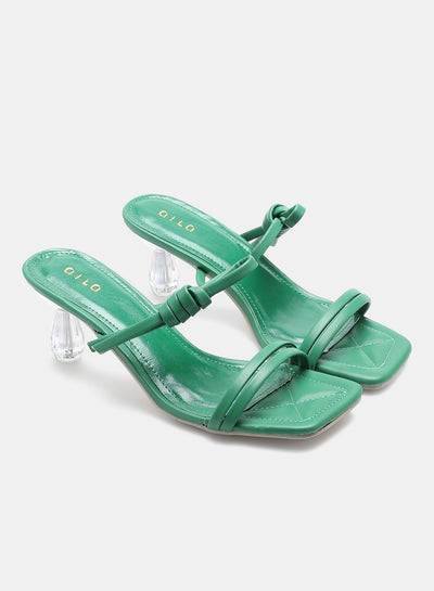 Buy Slip-On Heeled Sandals Green in UAE