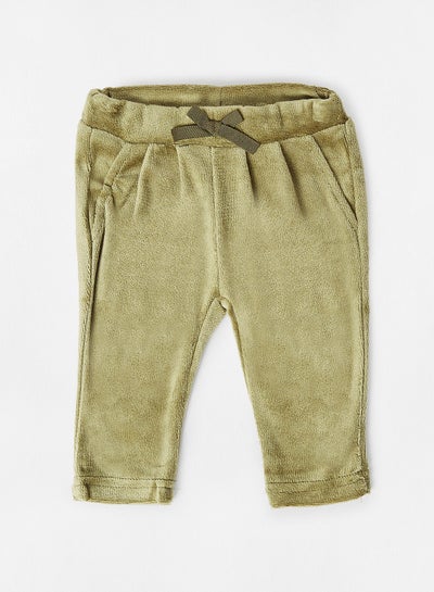 Buy Baby Faux Velvet Sweatpants Green in UAE