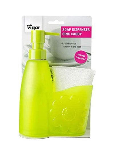 Buy Sink Caddy Soap Dispenser With Sponge Green ‎28.8 x 9.7 x 7.6cm in Egypt