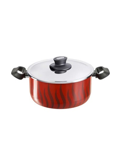 اشتري Non-Stick G6 Tempo Flame Sautepan With Lid أحمر/فضي 26سم في الامارات