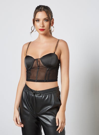 Buy Chain Strap Corset Top Black in Saudi Arabia