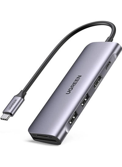 Buy USB-C to 2 Ports USB3.0-A Hub + HDMI + TF/SD with PD Power Supply Grey in Egypt