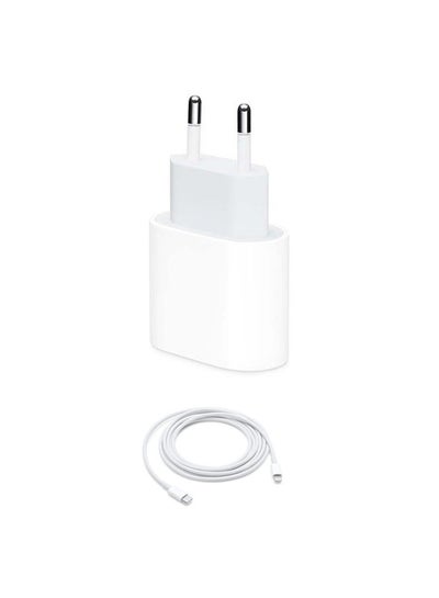 Buy 20W USB-C Power Adapter With Lightning To USB-C Cable 2meter White in UAE