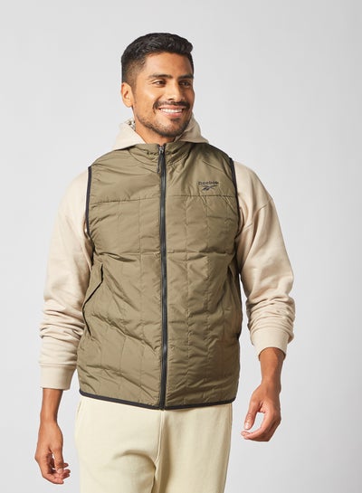 Buy High Neck Vest Olive in UAE