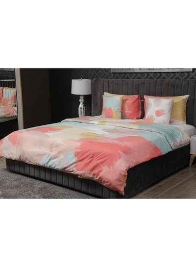 Buy 5-Piece Tea Rose Comforter Set Includes 1xComforter 240x220 cm, 2xPillow Cover 75x50x15 cm, 2xCushion Cover 45x45 cm Cotton Blend Multicolour 220x240cm in UAE