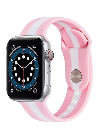 Buy Replacement Watch Band 3/2/1 42mm For Apple Watch Series 7/6/SE/5/4 44mm Pink/ White in UAE