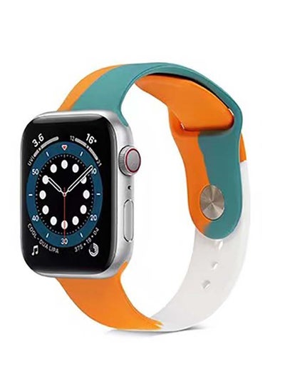 Buy Replacement Watch Band 3/2/1 42mm For Apple Watch Series 7/6/SE/5/4 44mm Teal/ Orange/ White in UAE