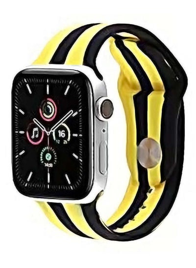 Buy Replacement Watch Band 3/2/1 42mm For Apple Watch Series 7/6/SE/5/4 44mm Yellow/ Black in UAE