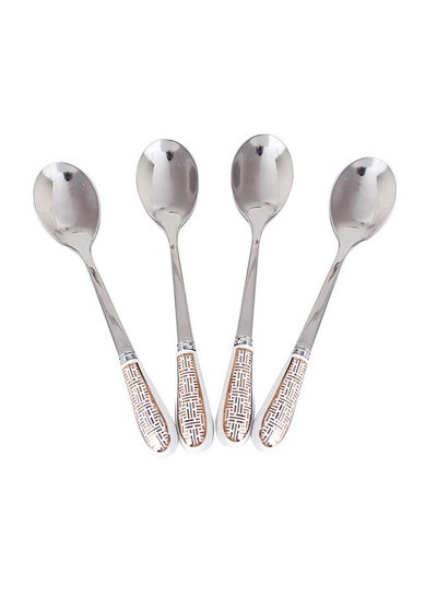 Buy 4-Piece Coffee And Tea Spoon With Handle Silver 13.2x2.3x1cm in UAE